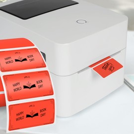 FINDAT Red Thermal Labels 1 × 2 Inch Vinyl Rectangular Waterproof Direct Printer Sticker Self-Adhesive Perforated Name Tag for Logo DIY QR Design Office Address 500 PCS