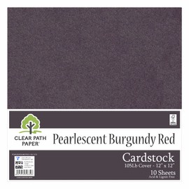Pearlescent Burgundy Red Cardstock - 12 x 12/30.5cm x 30.5cm - 105Lb Cover / 285gsm - 10 Sheets - Clear Path Paper