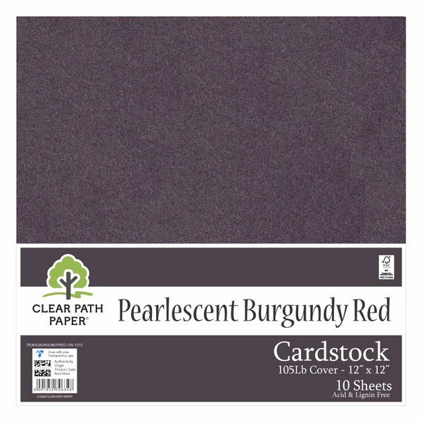 Pearlescent Burgundy Red Cardstock - 12 x 12/30.5cm x 30.5cm