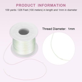 sourcing map Metallic Cord Set 1mm 109 Yards Metallic Ornament String Durable Tinsel Rope Thread for Crafts Gift Wrapping Christmas Decoration Hanging Tags Sewing Gift, White