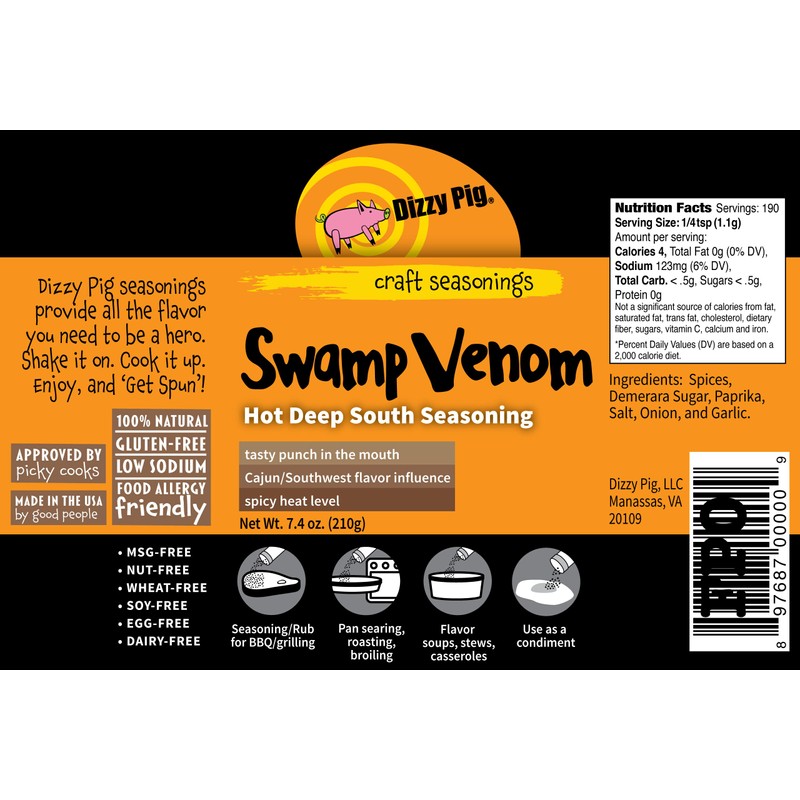 Dizzy Pig Swamp Venom Hot Deep South Seasoning Rub (8oz