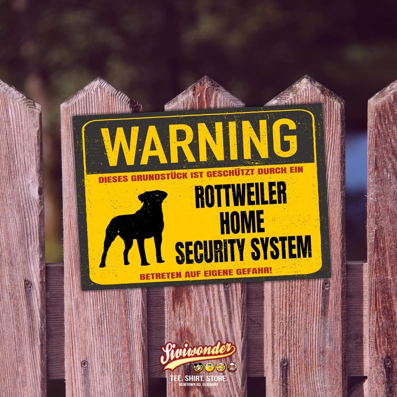 Rottweiler Dog Sign Warning Security System Door Sign Fun