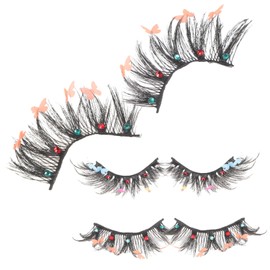 SAFIGLE 3 Pairs Colored False Eyelashes with for Stage Performance Lightweight Eyelashes Pack Easy to Use and Comfortable Makeup Accessory for Women