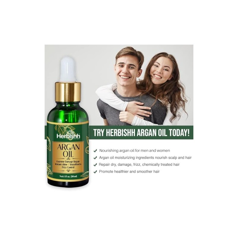 Herbishh Aceite de Argán para el Cabello Tratamiento de Acondicionamiento