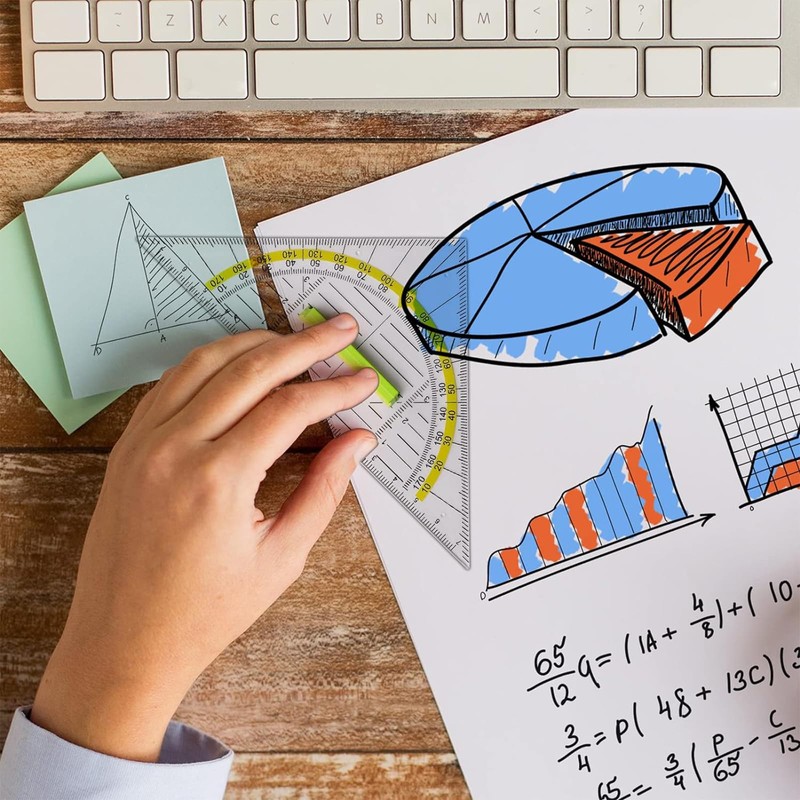 ROMINVIC Set of 4 Set Square Primary School with Handle,