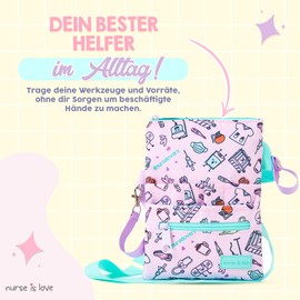 Nurse Is Love Women's Bum Bag - Belt Bag Work for Nurses | Bag Organiser Multi Compartment Ideal for Bandage Scissors, Pupil Light & Care Accessories, Purple Coffee, Modern