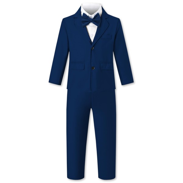SANGTREE Conjunto de traje de caballero para niños, 3 meses a 9 años, 2# Azul oscuro, 9-12 meses