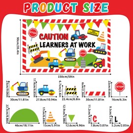 Construction Bulletin Board Welcome Back to School Classroom Decorations Traffic Paper Cutouts for Bulletin Board Worker Posters Signs Nursery Preschool Elementary Classroom Wall Door Chalkboard Decor
