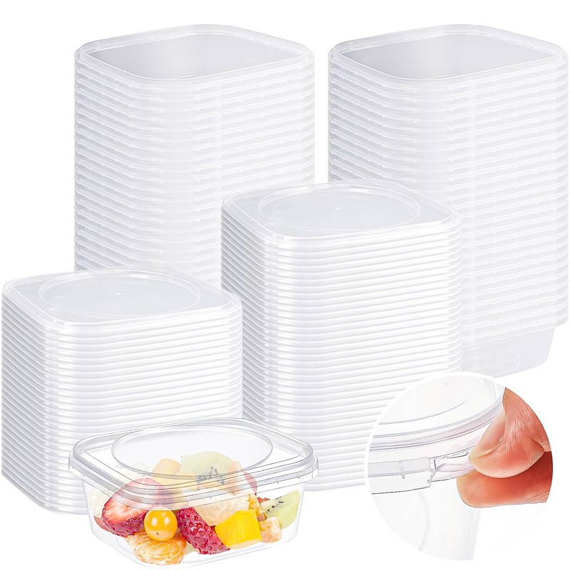 50 Pack 8oz Tamper Proof Containers with Lids Square Clear