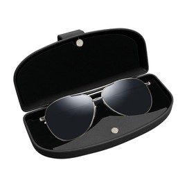 KITUREK Car Sun Visor Sunglasses Case, Glasses Storage Protective Box, Eyewear Hard Shell Eyeglasses Organizer, Magnetic Closure&Double Card Clamp (Black)