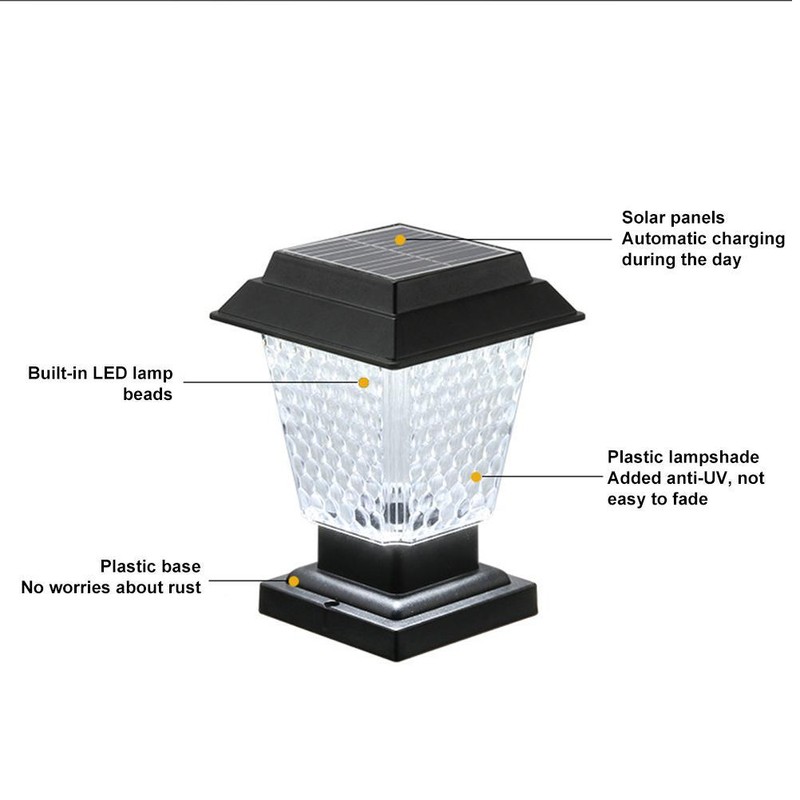 Solar LED Post Lights IP65 Waterproof Garden Outdoor Post Lamp