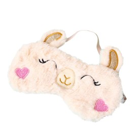 Shinywear Cute Rabbit Sleeping Eye Mask Plush Blindfold Travel Sleep Masks Super Soft Funny Eye Cover for Kids Girls and Adult (Bling Love Heart Face Alpaca)