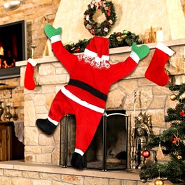 Lyxaof Hanging Santa Claus Outdoor Christmas Decorations Climbing Santa from Roof Gutter 3.6 Ft 5.6 Ft Outside Large Santa Claus Decor (5.6 Ft A)
