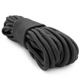 9mm(3/8 Inch) Nylon Braided Rope,50feet Paracord Utility Rope,Nylon Ropes,Polypropylene Rope for Indoor Outdoor Use,Backpacks,Construction, Black