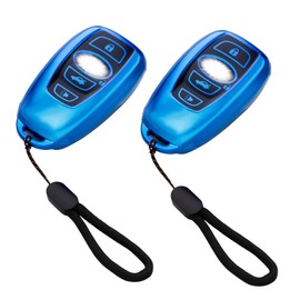 LECART Blue TPU Key Fob Cover for Subaru Ascent BRZ Crosstrek Forester Impreza Legacy Outback WRX 4 Button Smart Key Protector 2Pcs