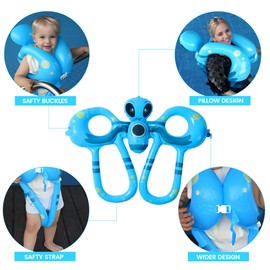 Floaties Swim Vest for Kids 34-50lbs, Swim Rings 3-8 years 360° Protect Inflatable Toddler Pool Floats Patent Design Swimming Ring with Adjustable Safety Buckle & Crotch Straps