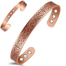Cigmag 9X Lymphatic Drainage Copper Magnetic Bracelet for Women 99% Solid Pure Copper Ultra Strength Magnet Adjustable with Gift Box(Copper Tree of Life Pattern)