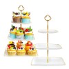 2 Pack RAUVOLFIA 3 Tier Cupcake Stand with Gold Rim,