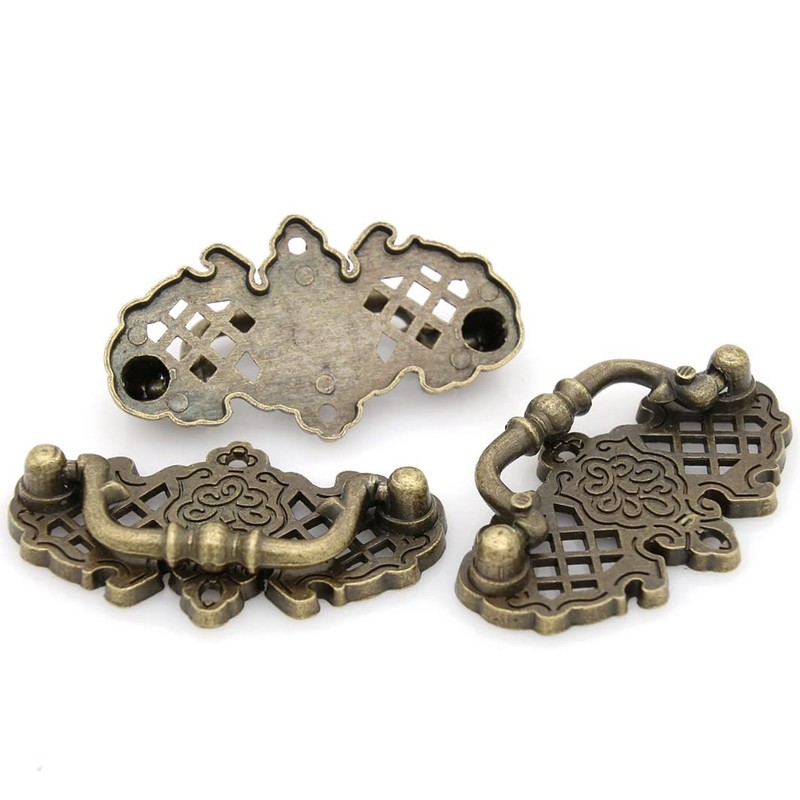LXZ 4 PCs Vintage Antique Brass Bail Pull Handle for