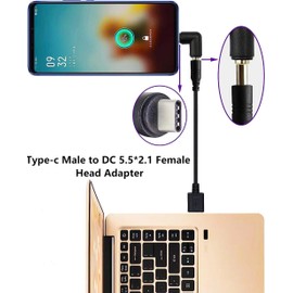 SHANFEILU USB C to DC Power Adapter Type C USB Male to DC 5.5x2.1mm Female Connector DC5521 Female to Type C Male Charge Adapter for Laptop PC Smart Phone 2 PCS