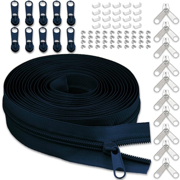 YZSFIRM #3 Nylon Zipper Tape for Sewing: 10 Yard Navy