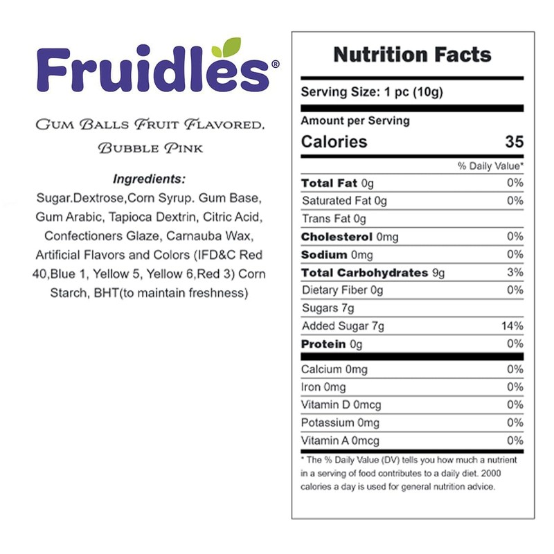 Fruidles Original Pink Gum Balls Fruit Flavored, 1 Pound Candy