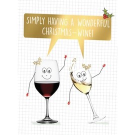 Simply Having A Wonderful Christmas Wine - Gold Foiled Cute Christmas Card
