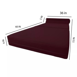 Danfuton Burgundy Sleeper Chair Folding Foam Bed, Portable Sleepover Sofa Bed 6 x 36 x 70