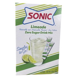 Sonic Drink Mix Limeade Singles To Go Powdered Drink Mix, 1 Boxe with 6 Packets - 6 Total Servings, Sugar-Free Drink Powder, Low Carb Margarita Keto Drink Mix 1 box of Limeade Flavor, Zero Guilt! Low Carb, Zero Sugar Drink Mix - Comes with 2 Paper Straws