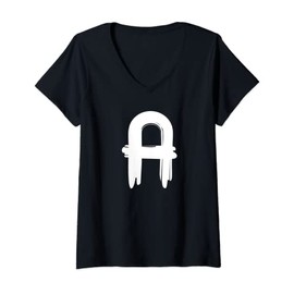 Womens Creative Bold White Letter A - Design - Alphabet - Marker V-Neck T-Shirt