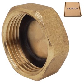 SKIR'CO (1 Piece) Brass 1 Inch Pipe Cap with Rubber Washer, Hose Caps Hexagon, Pipe Caps, BSP Female Thread, Sealing Cap