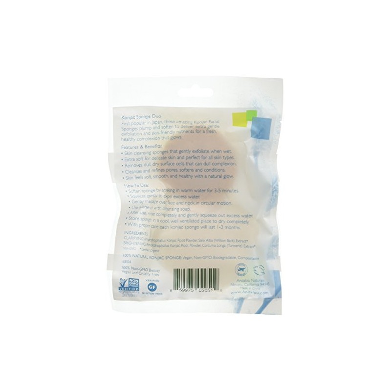 Andalou Naturals Clarity Plus Enlightenment Konjac Facial Sponge Duo, 100