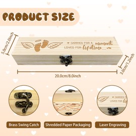 CHGCRAFT Lost Baby Sympathy Gift Keepsake Box Wings Feet Heart Wooden Loss of Baby Sympathy Gifts Box with Raffia Ribbon and Lock for Mom Dad, 8x2x1.2 inch