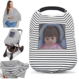 Baby Nursing Cover & Nursing Poncho - Multi Use Cover for Baby Car Seat Canopy, Shopping Cart Cover, Stroller Cover, 360° Full Privacy Breastfeeding Coverage, Baby Shower Gifts for Boy&Girl