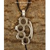 Brass knuckles Pendant Pewter with Cotton ribbon