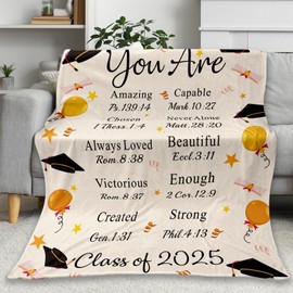 Graduation Blanket for Him Her High School Seniors Class of 2025 Throw Blanket for Women Men 2025 Graduation Decorations College Graduates Blankets for Him Her 2025 Graduation Blankets (50*60 inches)