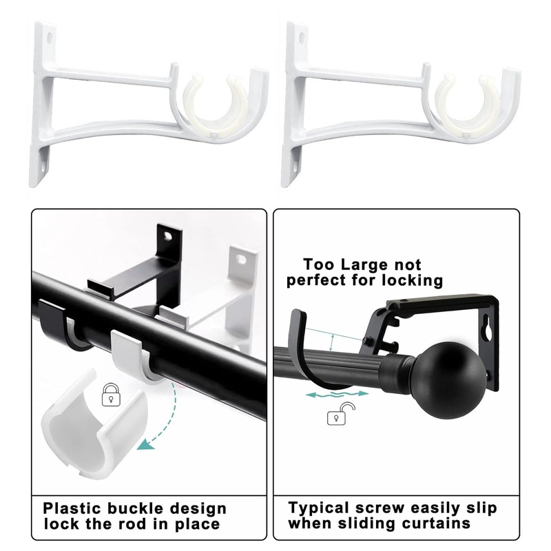 Curtain Rod Bracket, Heavy Duty Curtain Rod Holders White Curtain