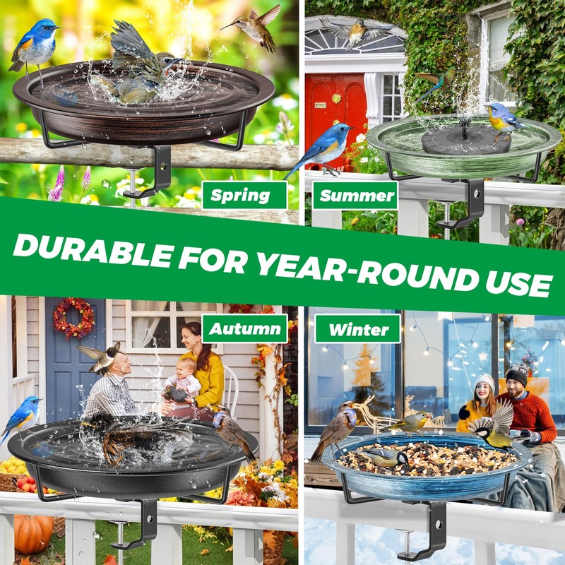 VeyFolzin.st Deck Mounted Bird Bath for Outside, Detachable Birdbath Bowl