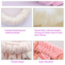 Chinshwehaw Women's Cute Rabbit Ears Makeup Fashion Plush Hairband Fashion Cute Fluffy Elastic Makeup Headband Hairband for Shower, Face Washing, Facial Mask, Spa, Cosplay, Party (Purple)