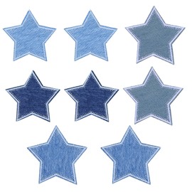 GEEHUA Pack of 8 Stars Iron-On Patches, Children, Cowboys Jeans, Iron-On Patches, Embroidered Appliques, Iron-On Patches for Jackets, Hats, Backpacks, Jeans, Repair Decorations