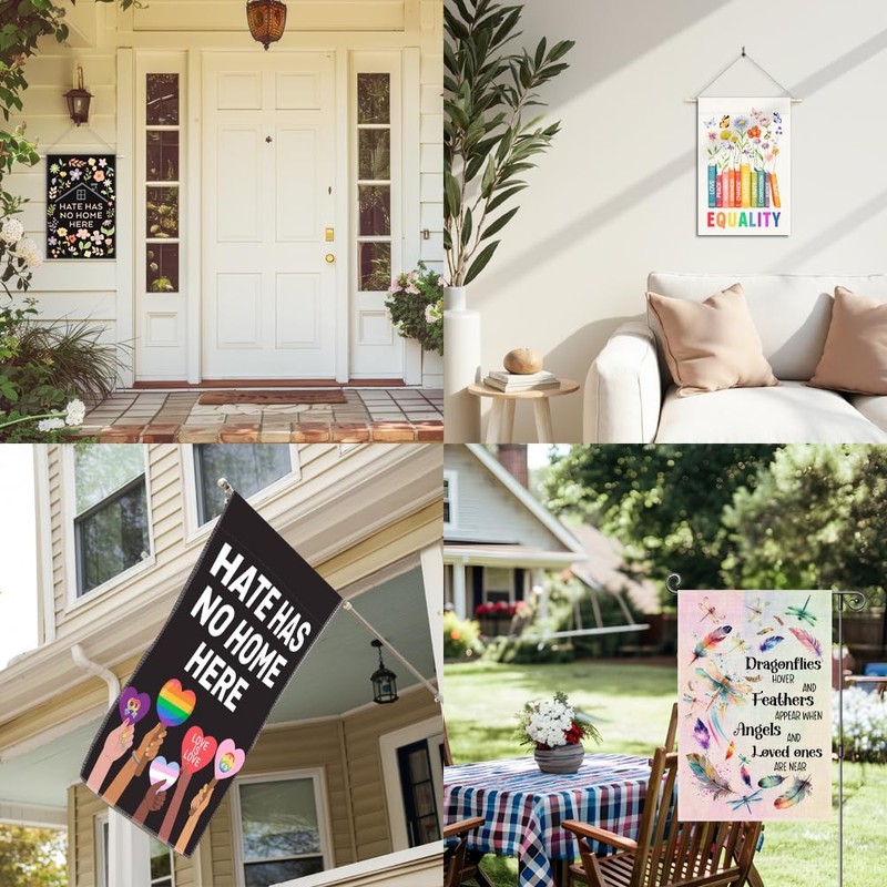 Perfectinsoy Equality Love Kindness Change Unity Hope Compassion Garden Flag,