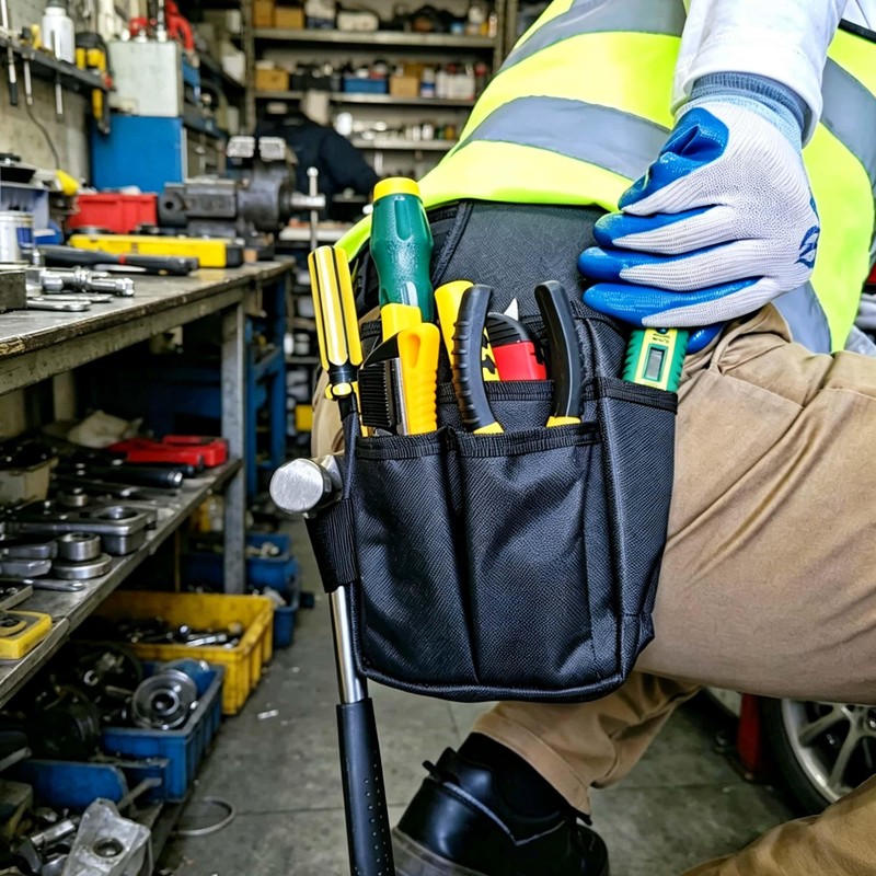 Small Tool Pouches for Belt, 6-Pocket Electrician Tool Holster with