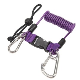 Diving Camera Spring Rope, Stainless Steel Diving Anti-Lost Hook Spring Rope Spiral Band for Outdoor Diving, Climbing (Purple)