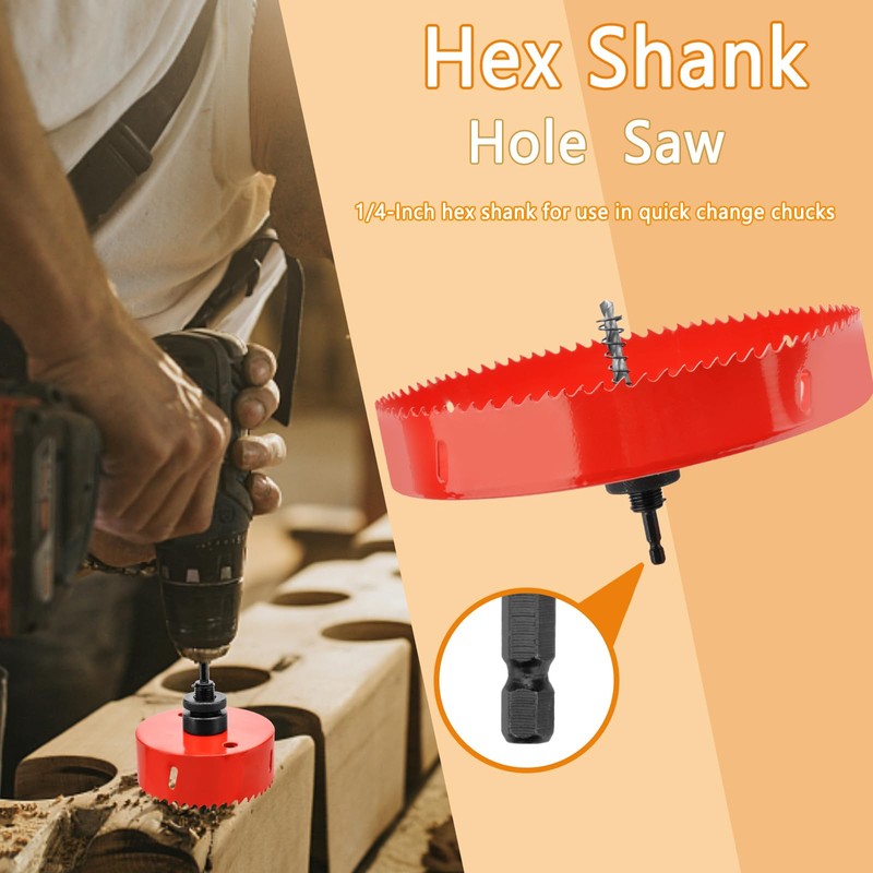 FOYWOTI Hex Shank,Hole Saw HSS with Arbor Bi-Metal & Heavy