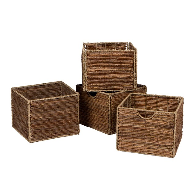 Trademark Innovations 12.7" Foldable Seagrass and Banana Leaf Storage Basket
