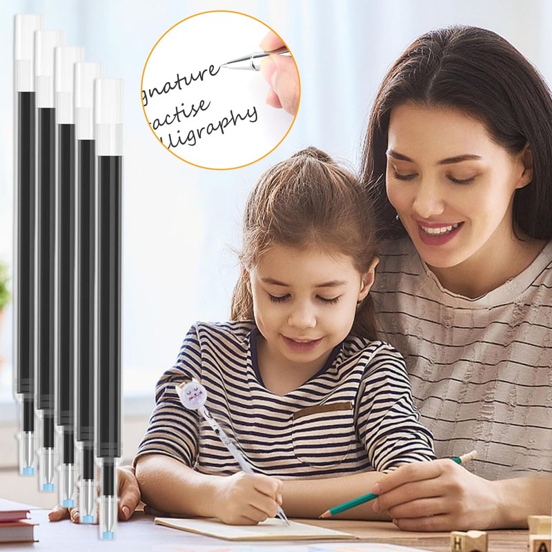 10pcs Replacement Black Pen Refills 0.5mm Black Ink Pen Refills,