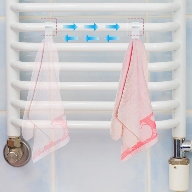Annickee 10 Pcs Round Towel Radiator Brackets Hooks, Movable Over