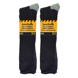 Sock Snob Mens Long Knee High Work Socks | 3 6 12 Pair Pack Options Heavy Duty Reinforced Heel Socks for Steel Toe Boots (6-11, 6 Pairs)