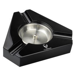 GERMANUS Cigar Ashtray in Black, Wood, with 3 Cigar Holders