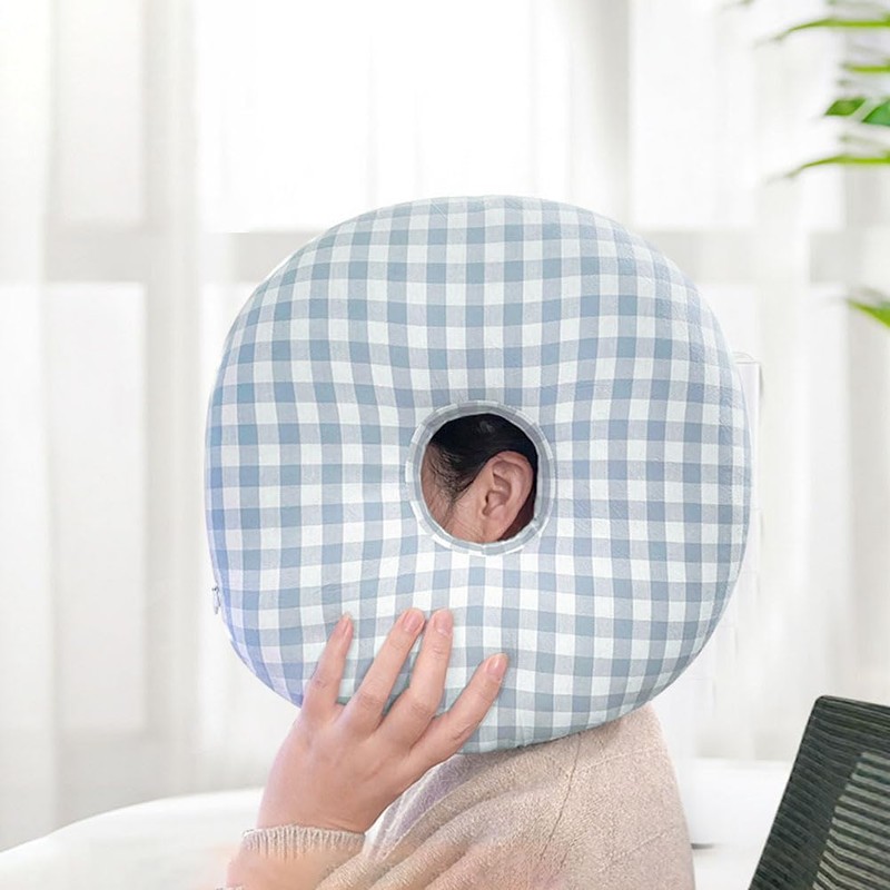 LALAFINA Piercing Ear Pillow with an Hole, Washable and Adjustable